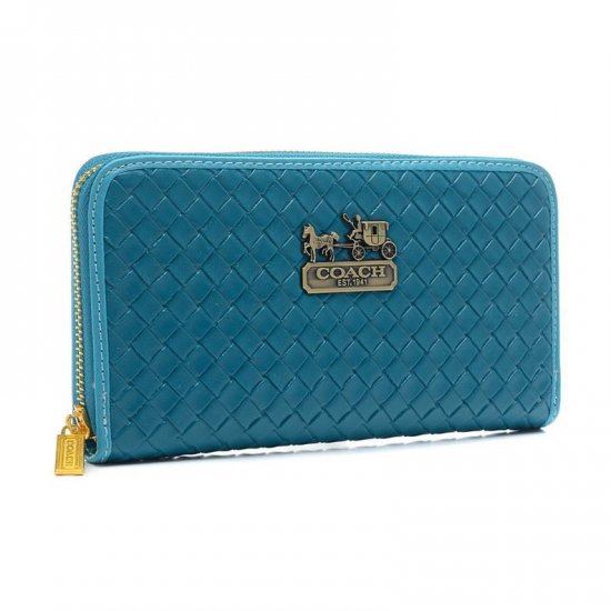 Coach Knitted Logo Large Blue Wallets EGH